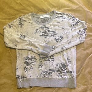 IRO Light Gray Distressed Crewneck Sweater